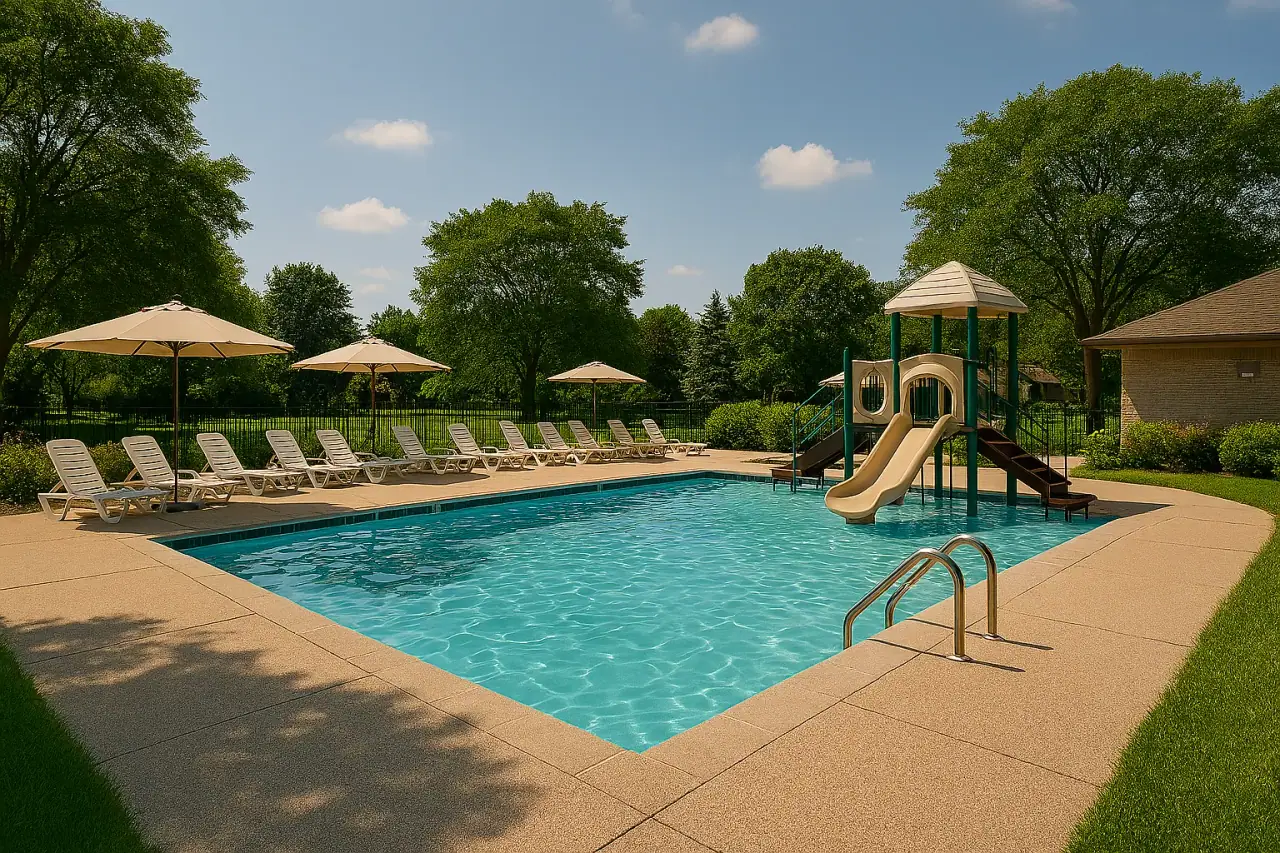 Resort-style community swimming pool at Dunbar Lakes